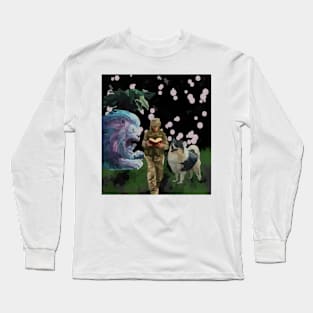 watercolor crow lion Pomeranian story to read Long Sleeve T-Shirt